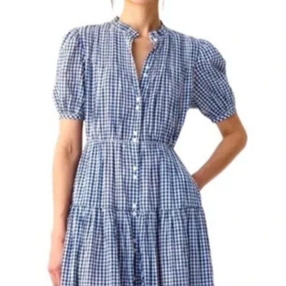 NWT Gap x Doen Gingham Midi Dress - Size L - Picture 2 of 13
